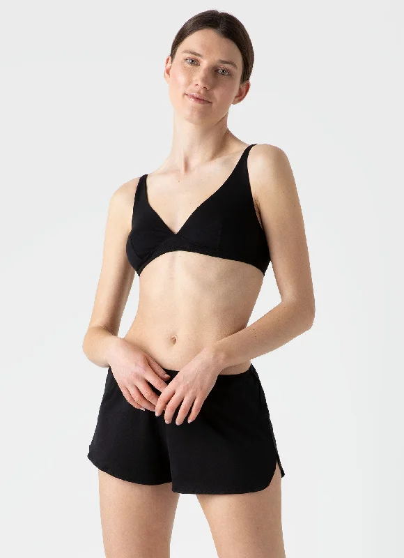 Deep V bras with full coverage -Women's French Knicker in Black