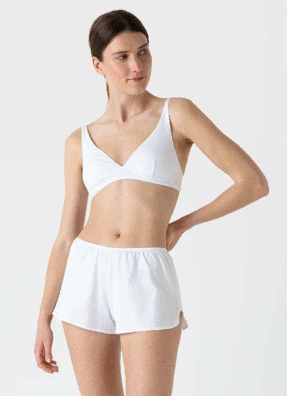 Deep V bras with molded cups4Women's French Knicker in White