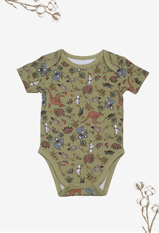 Womens corset making -100% Organic Cotton Short Sleeve Baby Bodysuit - Khaki Native Aussie Animals Womens corset making -100% Organic Cotton Short Sleeve Baby Bodysuit - Khaki Native Aussie Animals