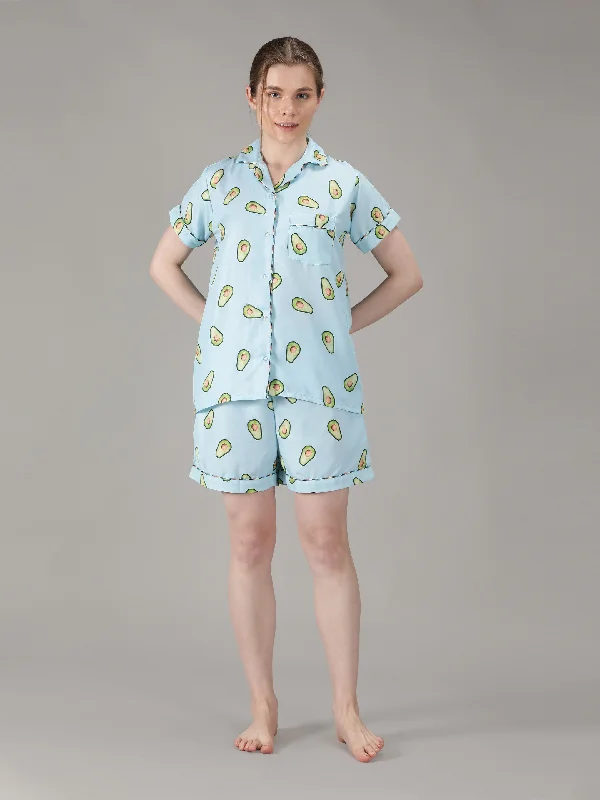 Women's pajama sets with high standards quality -Avocado Printed Shorts Set