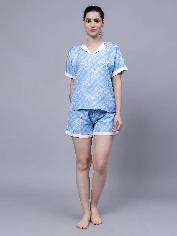Women's pajama sets that make you feel confident flattering -The Blue Tie-Dye Shorts Set Women's pajama sets that make you feel confident flattering -The Blue Tie-Dye Shorts Set