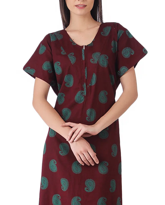 Women's pajama sets for different skin tones flattering -Cotton Batik Print Nighty