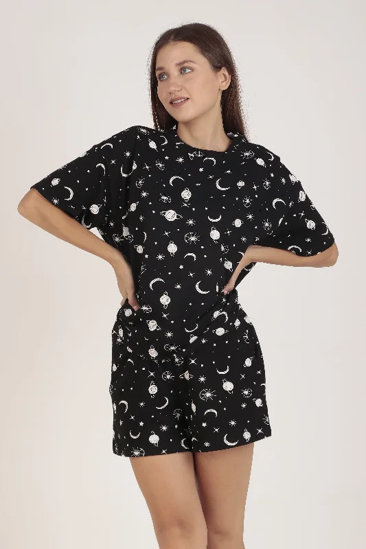 Women's pajama sets without metal allergy free -Galaxy Cotton Shorts Set