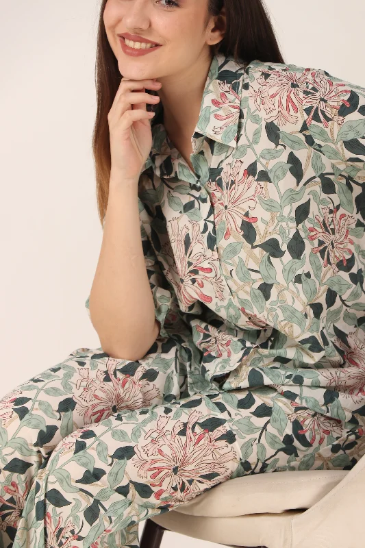 Women's pajama sets for the modern woman sophisticated -Gulmohar Flower Cotton PJ Set Women's pajama sets for the modern woman sophisticated -Gulmohar Flower Cotton PJ Set