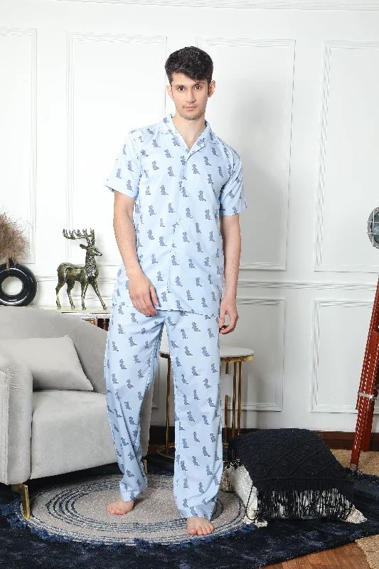 When should I wear a flannel pajama set?-Dino Duo Couple PJ Set- Male