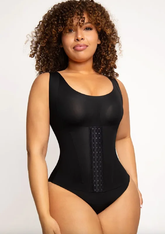 Steel & spiral boning corset for curves -Fake bodysuit with tummy control onesie