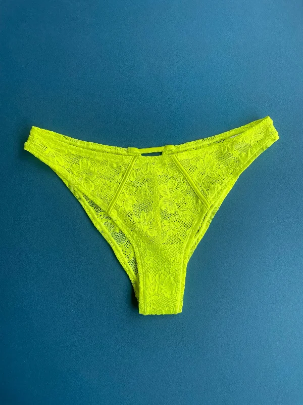 Fleur du Mal: Le Stretch Lace Cheeky - Neon Yellow