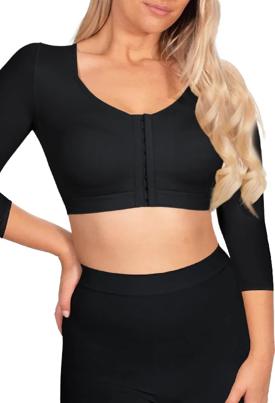 Satin corset for women under clothes -Front Closure Arm Slimming Compression 3/4 Sleeve Top Satin corset for women under clothes -Front Closure Arm Slimming Compression 3/4 Sleeve Top