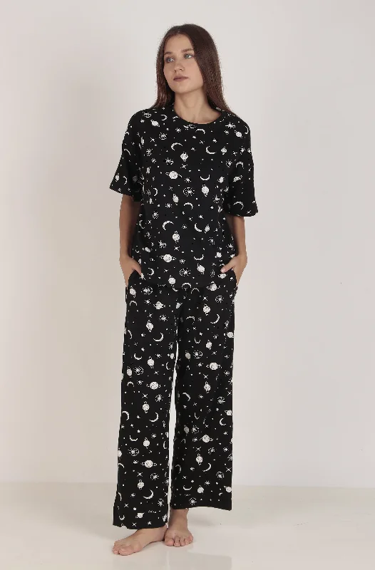 Women's pajama sets that are comfortable soft -Galaxy Cotton Night suit PJ set
