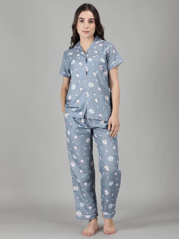 Women's pajama sets for your wardrobe essential -Galaxy Printed Pyjama Set