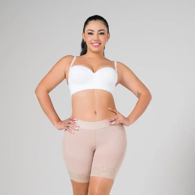 Womens corset blue -Sculpting mid-thigh shaper short.