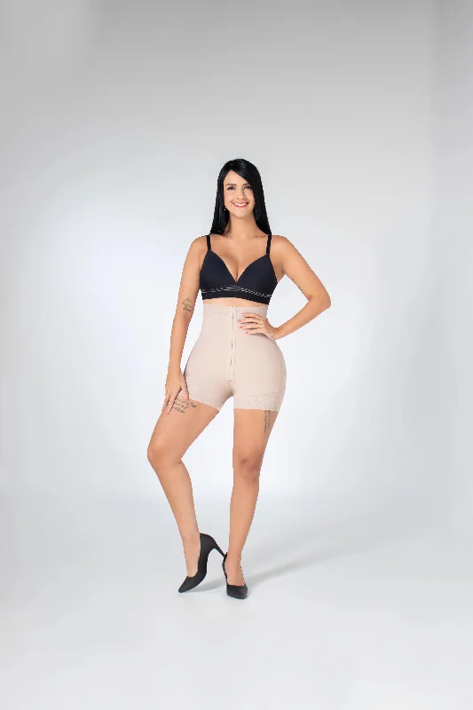 Womens corset white -High-Waisted Hourglass Butt-Lifting Shorts/ Beige