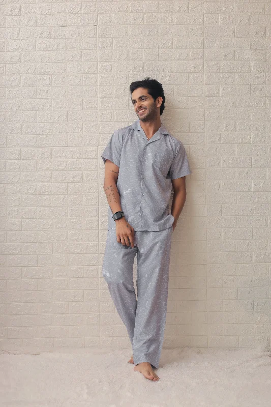 Women's pajama sets with perfect designs stylish -Lovers in Grey Couple PJ Set-Male Women's pajama sets with perfect designs stylish -Lovers in Grey Couple PJ Set-Male