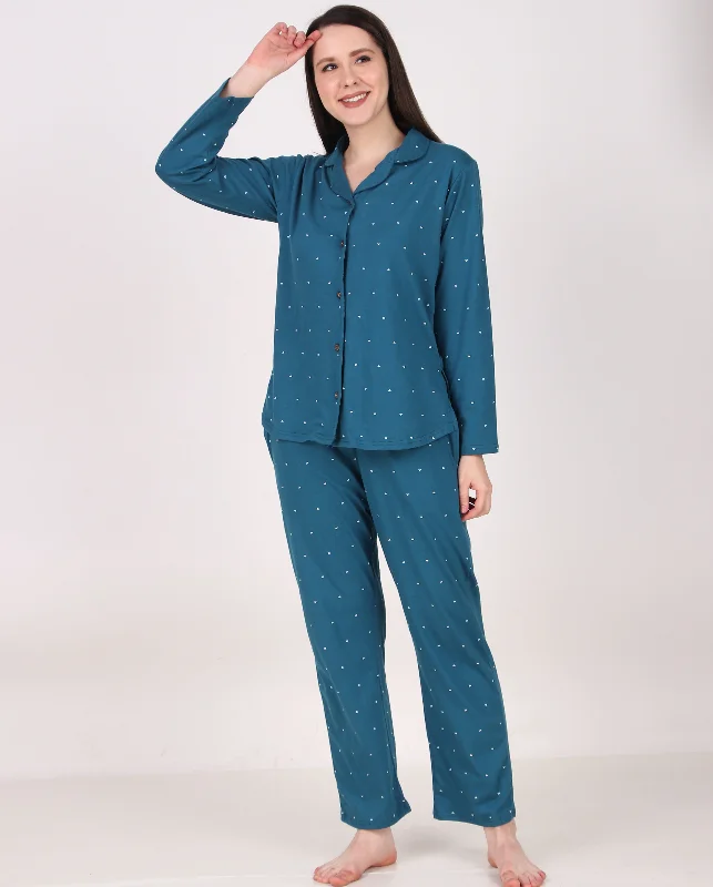 Women's pajama sets with exceptional quality luxury -White Hearts Knitted Pj Set