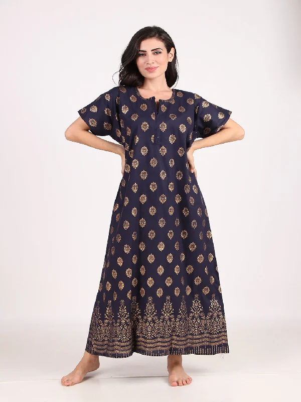 Women's pajama sets that are durable long lasting -Masha Women's Print Cotton Nighty