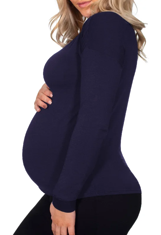 Designer corset for luxury -Maternity Bamboo Long Sleeve Relaxed Fit Tee