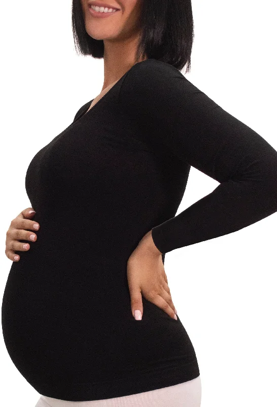 Pip stem corset for dramatic waistline -Maternity Bamboo Long Sleeve Top