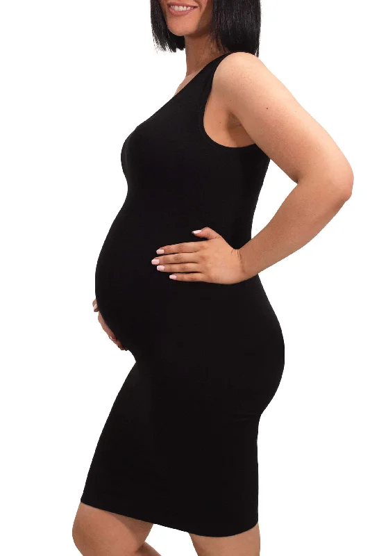 Lace-up back corset for adjustability -Maternity Bamboo Tank Dress