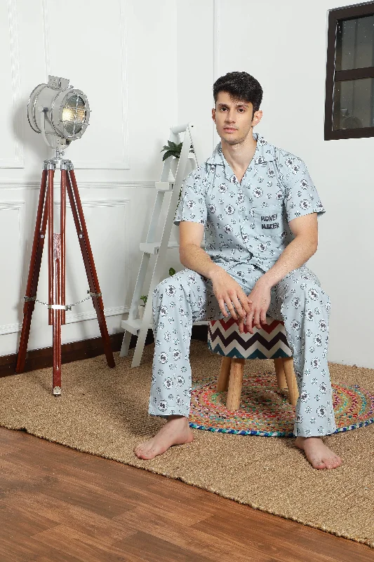 Womens cotton pajama sets for summer nights -Money Maker PJ Set- Male