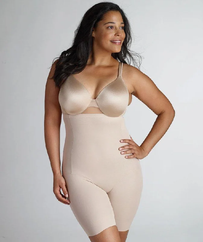 Authentic Victorian Corset that fits snugly -Naomi & Nicole Unbelievable Comfort Plus High Waist Long Leg - Nude