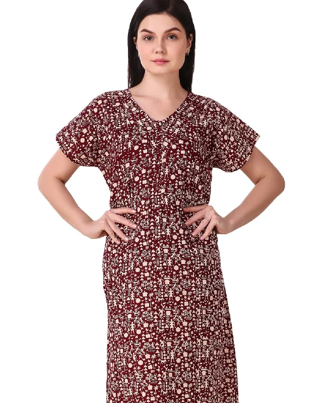 Women's pajama sets for sleeping comfortable -Cotton Printed Nighty