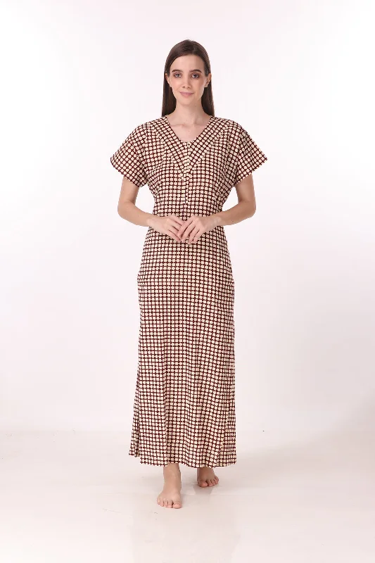 Women's pajama sets that enhance cleavage flattering -Cotton Nighty