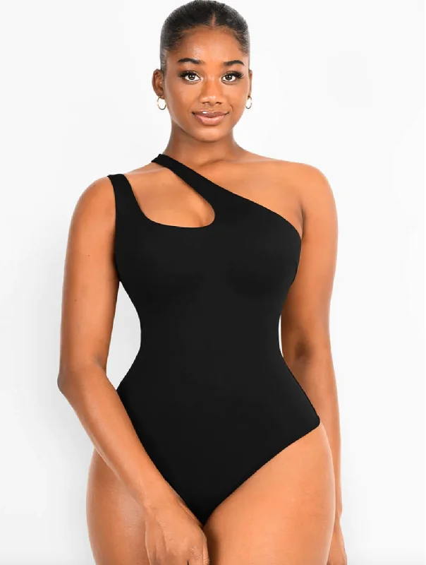 Cotton corset for women comfort -One-shoulder Cut Out Shapewear Bodysuit