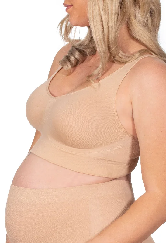 Womens corset leather -Pregnancy Wire Free High Back Pull On Crop Top
