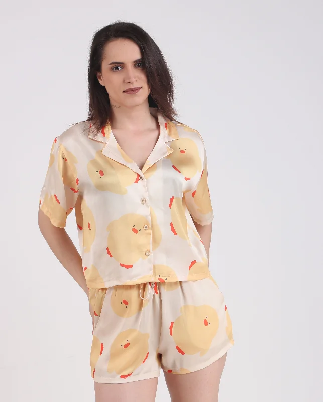 Women's pajama sets for swimming lightweight -Ducky Satin Shorts Set