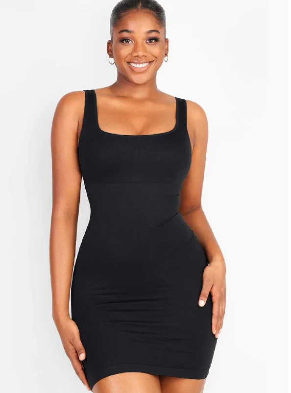 Womens corset vs shapewear -Mini shaper dress with built in bra