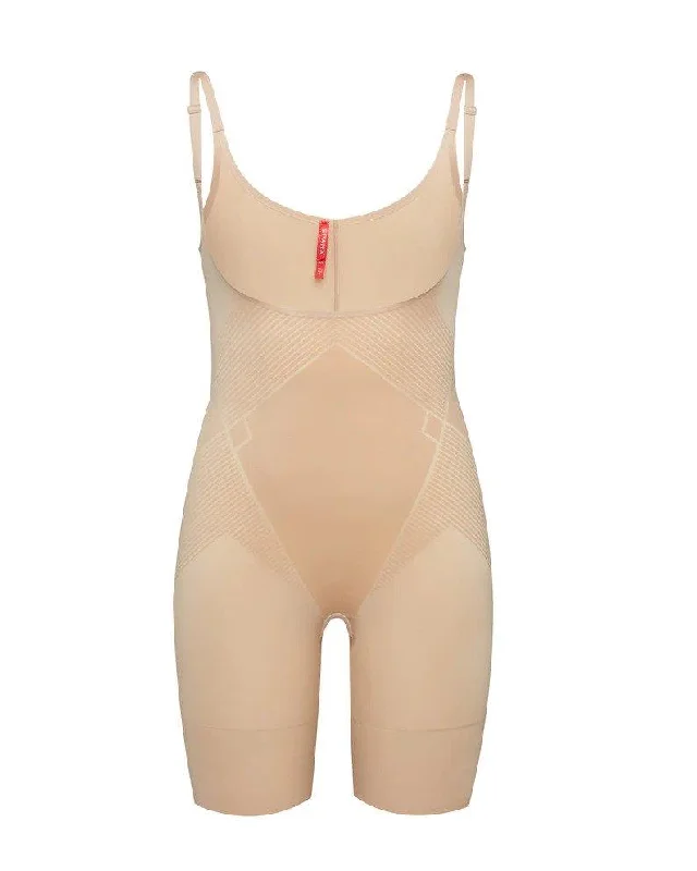 Womens corset for small waist -Spanx Open Bust Midthigh Bodysuit