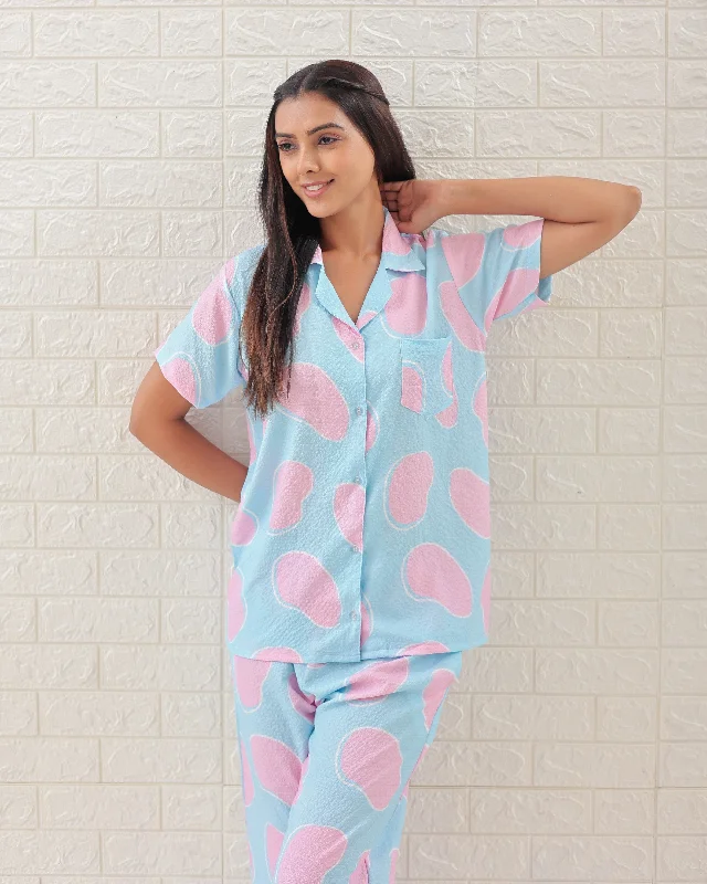 Women's pajama sets for active lifestyles athletic -Splashes in the Blue PJ Set