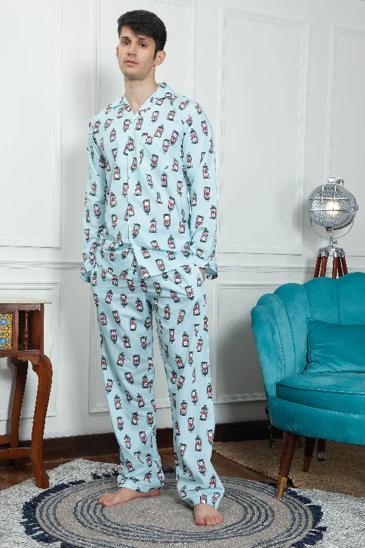 Women's pajama sets inspired by floral patterns -The Booze Gang Couple PJ Set- Male