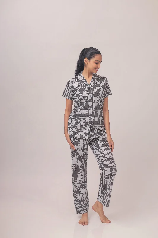 Women's pajama sets with sexy details alluring -The Monochrome Magic Couple PJ Set-Female Women's pajama sets with sexy details alluring -The Monochrome Magic Couple PJ Set-Female