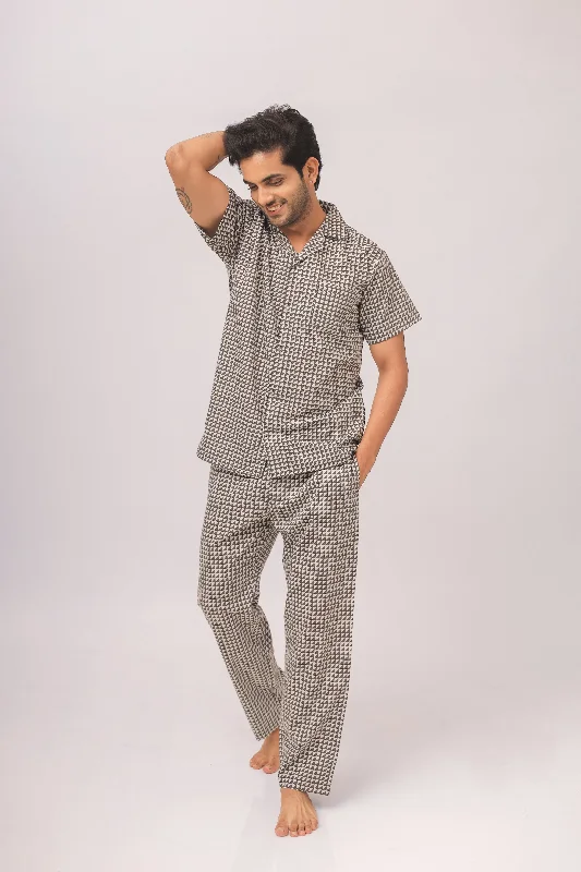 Women's pajama sets with built in shapewear smoothing -The Monochrome Magic Couple PJ Set-Male Women's pajama sets with built in shapewear smoothing -The Monochrome Magic Couple PJ Set-Male