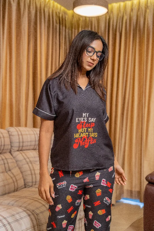 Women's pajama sets with trendy styles fashionable -The Netflix & Chill Pyjama Set