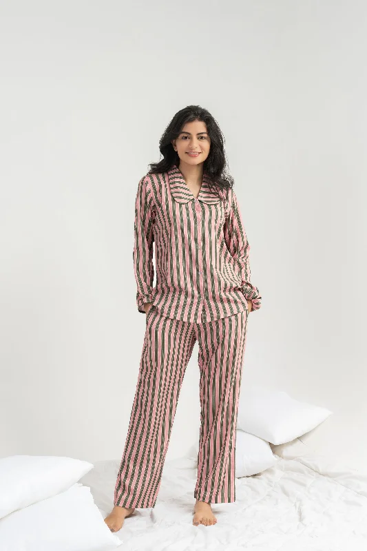 Women's pajama sets that are exclusive unique -The Striped Vows PJ Set