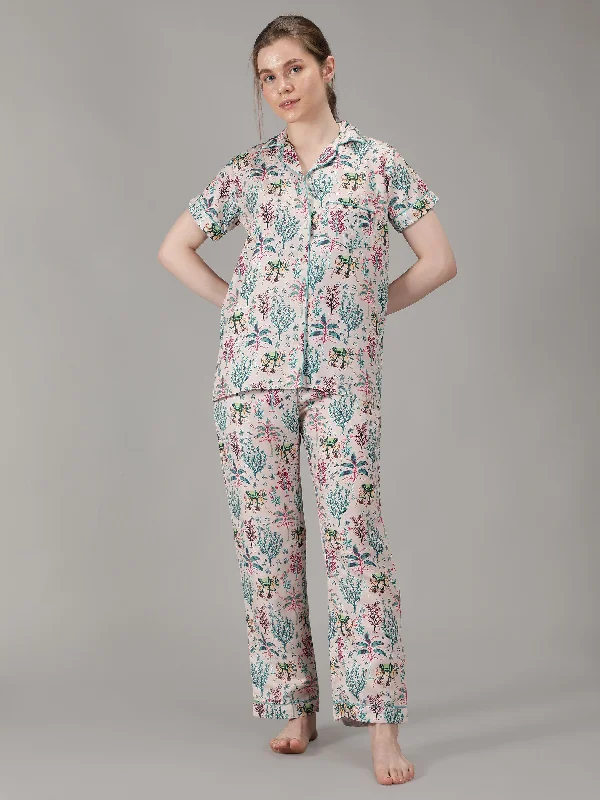 Women's pajama sets for low impact workouts active -Tropical Ethnic Pyjama Set