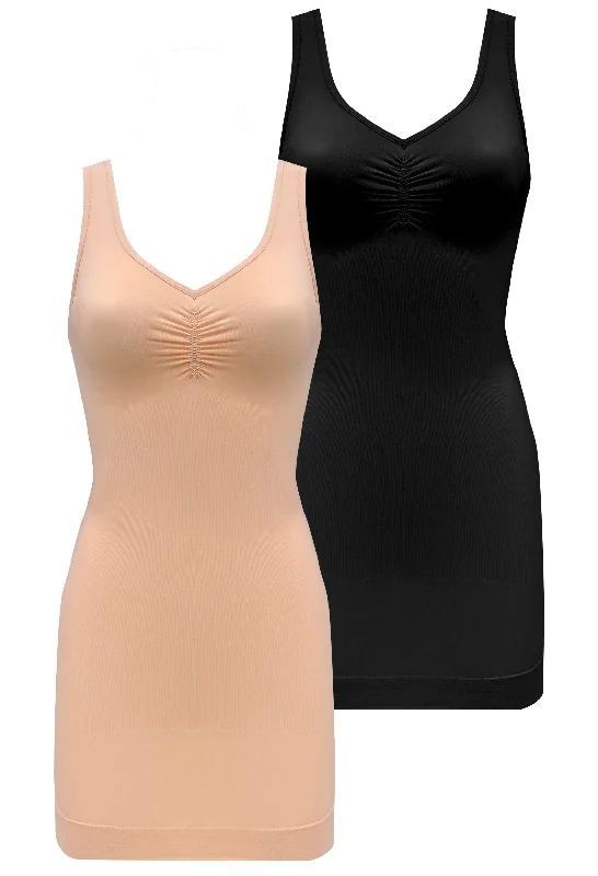 Durable double stitched corset for longevity -Ultra Light Shaping V-Tank Slip - 2 Pack Durable double stitched corset for longevity -Ultra Light Shaping V-Tank Slip - 2 Pack