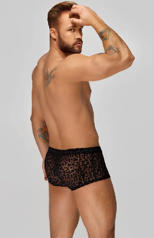 Cut out sexy dress for women trendy -Boxer shorts with leopard flock embroidery - Untamed Cut out sexy dress for women trendy -Boxer shorts with leopard flock embroidery - Untamed