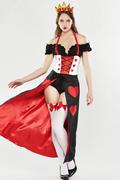 Long sleeve sexy dress for winter -DISFRAZ REINA ROJA DE CORAZONES