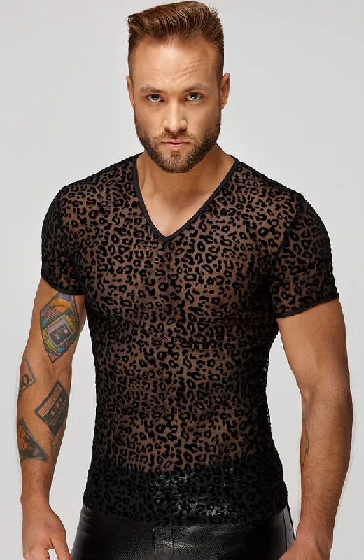 Maxi sexy dress for women goddess -T-shirt with leopard flock embroidery - Rowdy Hunk Maxi sexy dress for women goddess -T-shirt with leopard flock embroidery - Rowdy Hunk